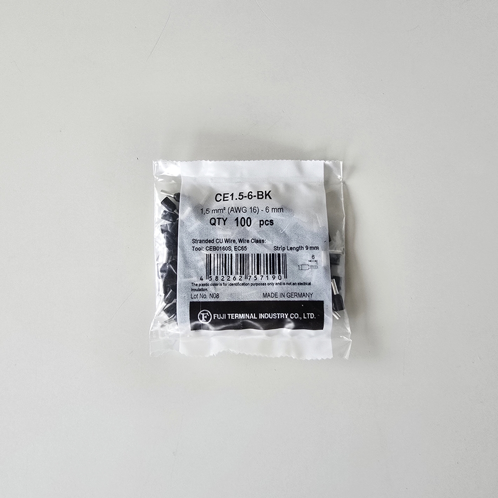 冨士端子工業　フェルール端子　CE1.5-6-BK（100個入り）